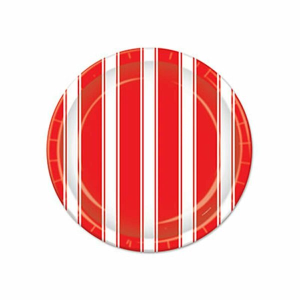 Goldengifts Red & White Stripes Plates, 7 in., 12PK GO1886701